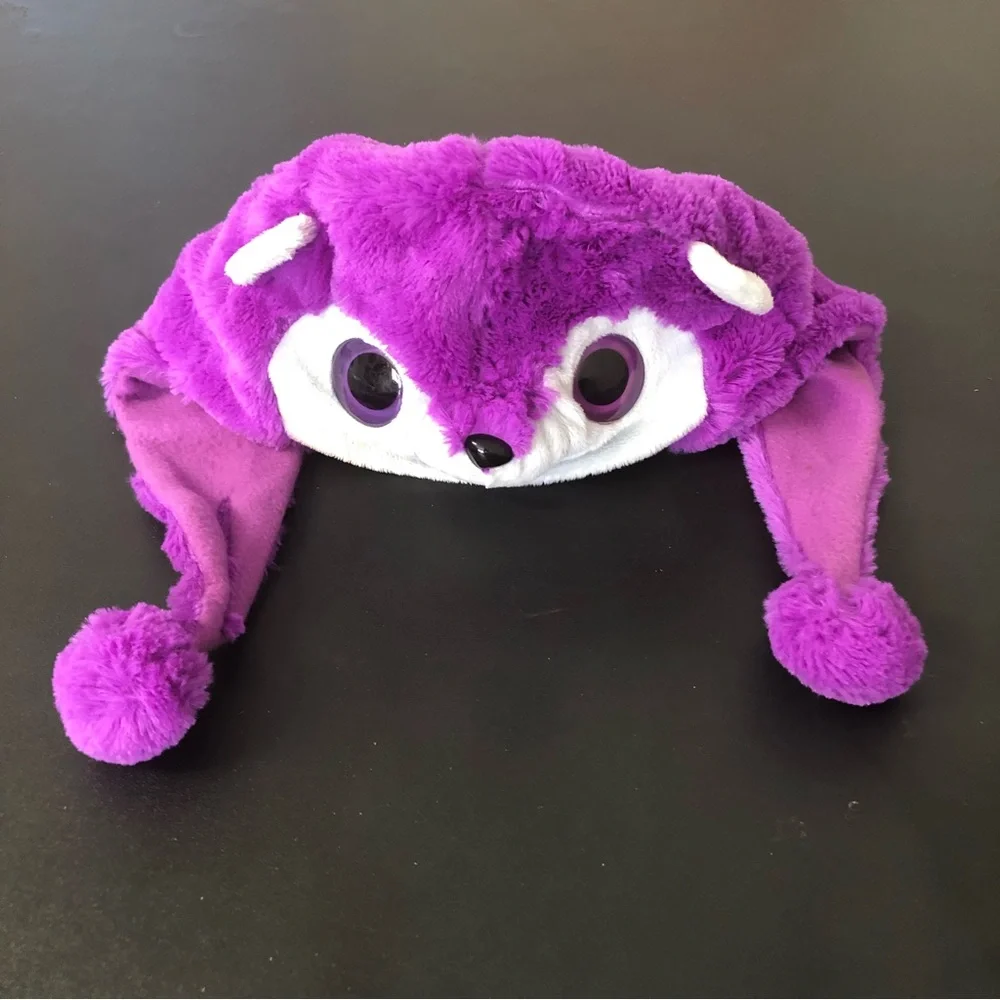 Googly Eyes Ideal Toys Purple Beanie Kids Animal Plush Hat